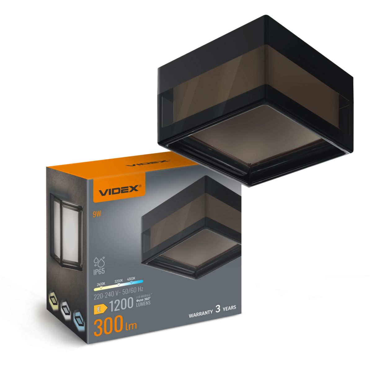 Вуличний накладний LED-світильник чорний IP65 9W VIDEX (BHD02)