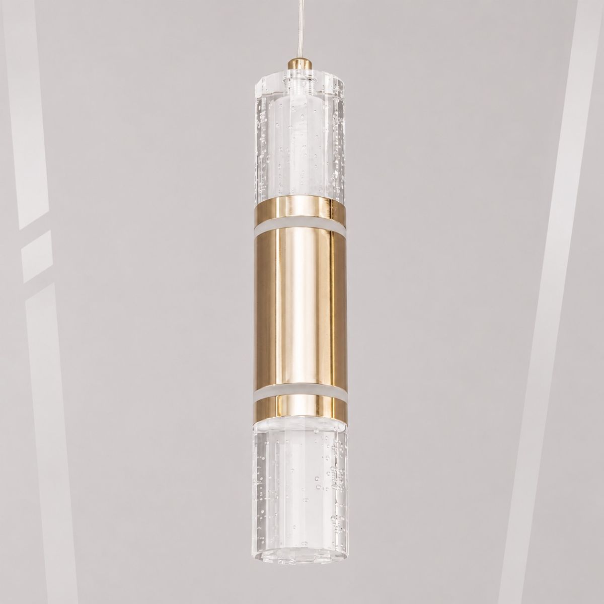 Сучасний LED підвіс у золоті та склі з ефектом бульбашок (Crystal Bubble Gold J2548-1G)