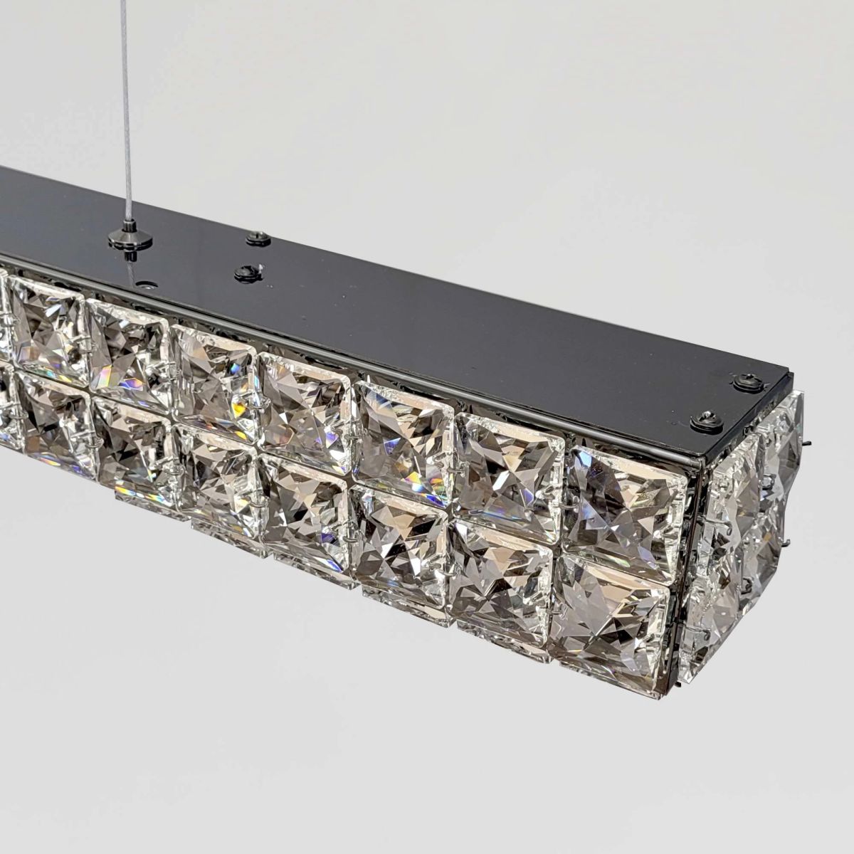 Подовжена кришталева LED-люстра 102 см "чорний онікс" (7712/1000BK, Темний хром)