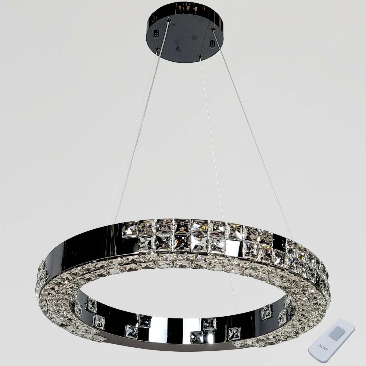 Світлодіодна LED-люстра кільце 60 см чорний онікс 46W з пультом (7712600-bk)