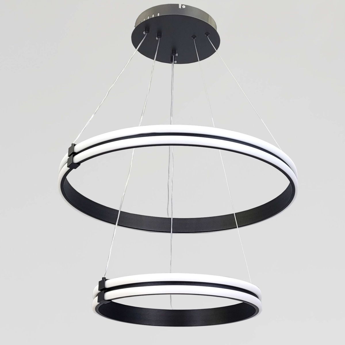 Каскадна підвісна LED люстра 2 кільця до 25м² "Double Ring Eternity", 126W (MD78099/60+40BK)
