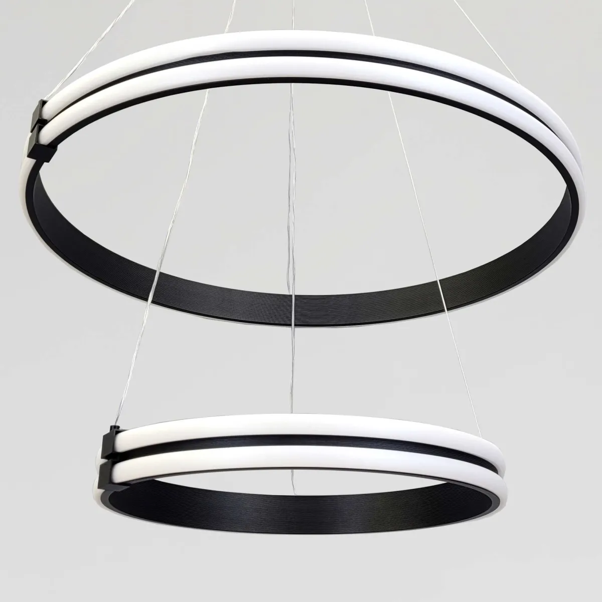 Каскадна підвісна LED люстра 2 кільця до 25м² "Double Ring Eternity", 126W (MD78099/60+40BK)