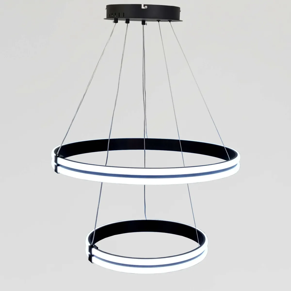 Каскадна підвісна LED люстра 2 кільця до 25м² "Double Ring Eternity", 126W (MD78099/60+40BK)
