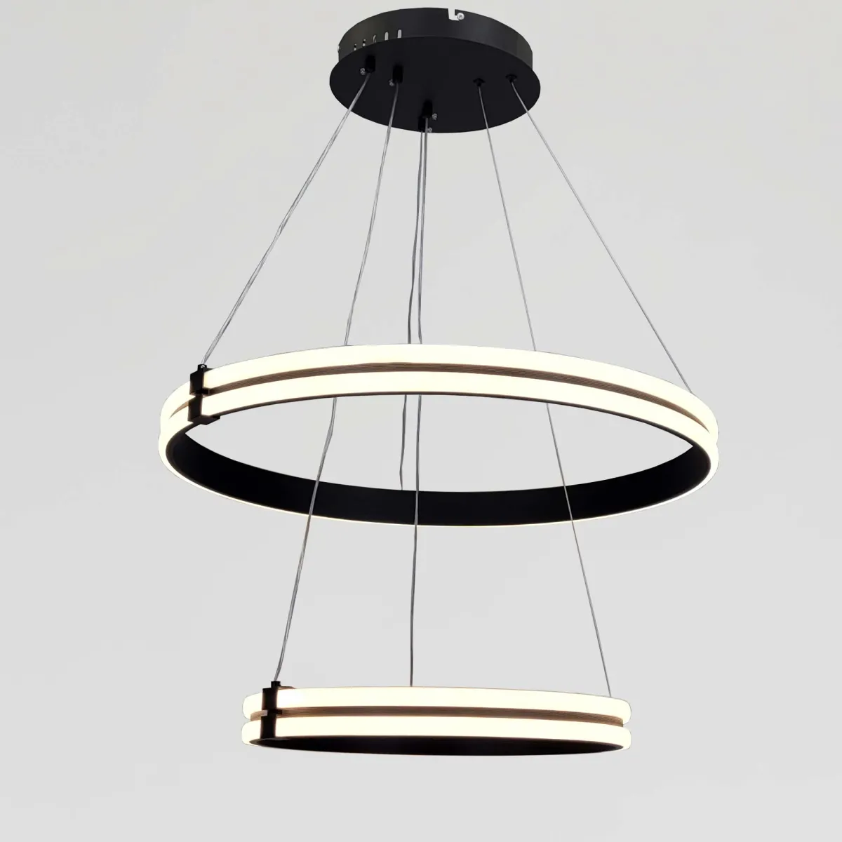 Каскадна підвісна LED люстра 2 кільця до 25м² "Double Ring Eternity", 126W (MD78099/60+40BK)