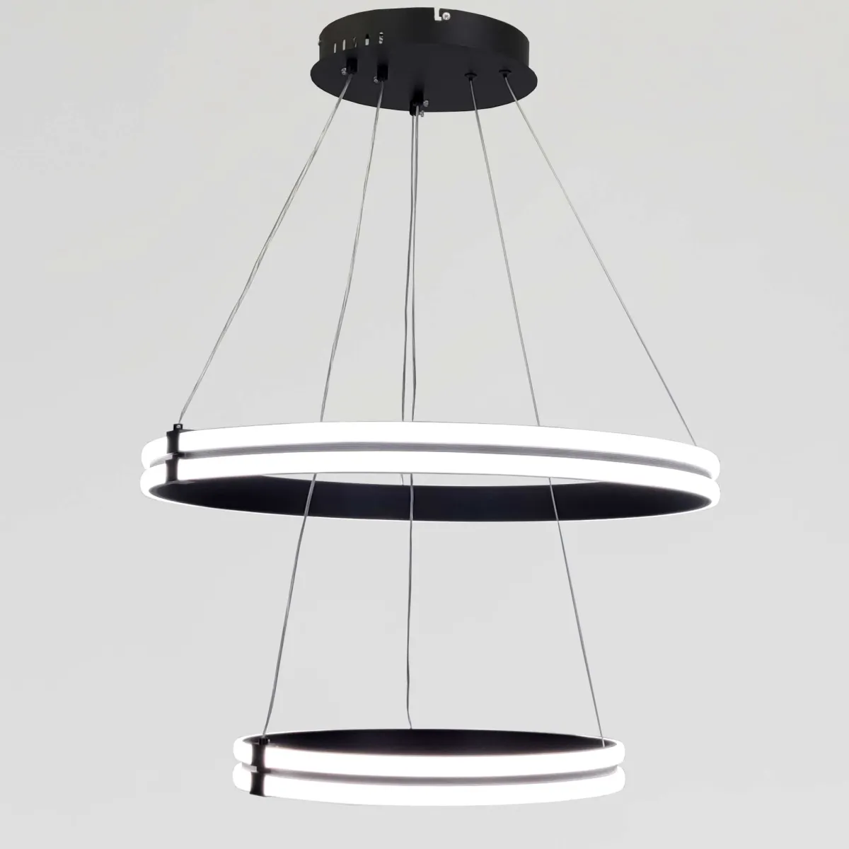 Каскадна підвісна LED люстра 2 кільця до 25м² "Double Ring Eternity", 126W (MD78099/60+40BK)