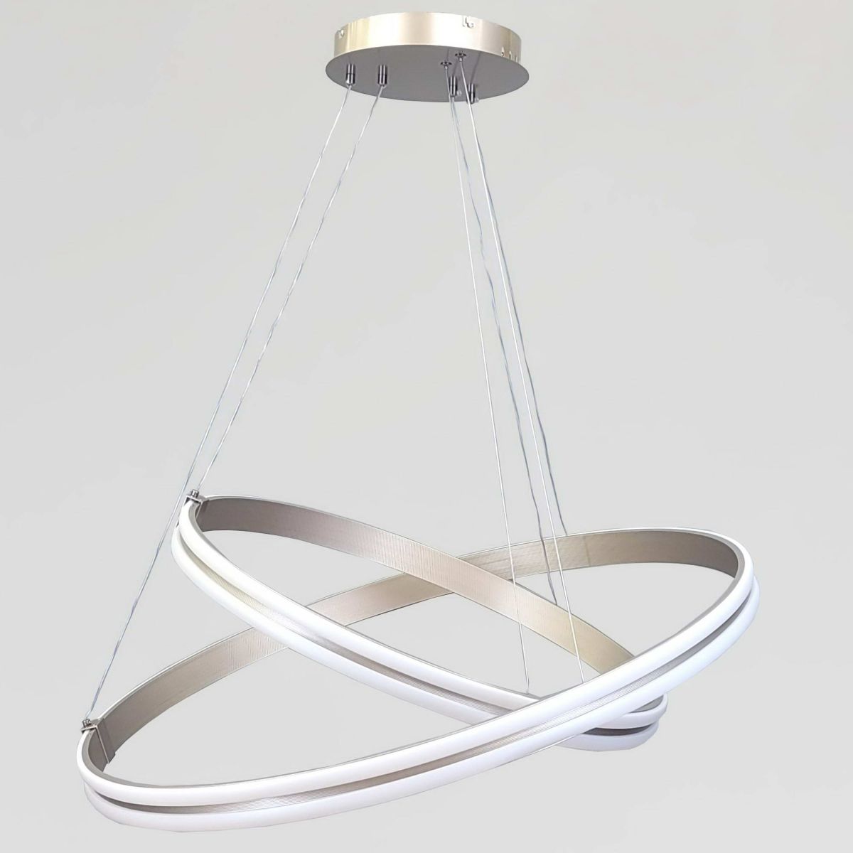 Каскадна підвісна LED люстра 2 кільця до 30м² "Double Ring Eternity Satin Gold" (MD78099/80+60CF)