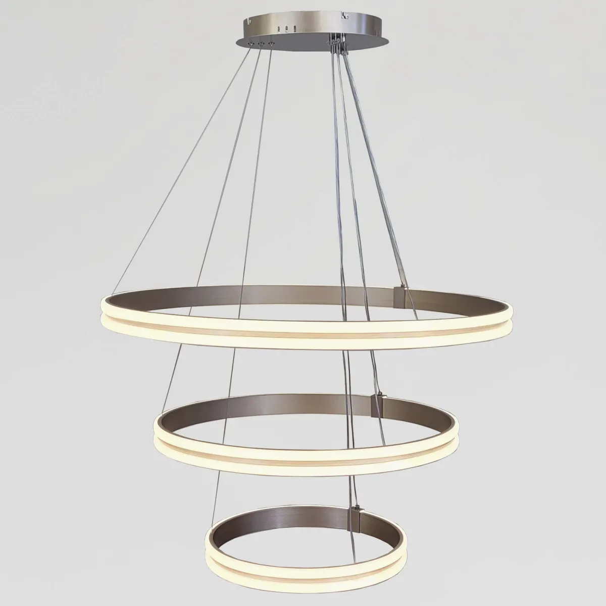 Каскадна підвісна LED люстра 3 кільця до 35м² "Triple Ring Eternity Satin Gold" (MD78099/80+60+40CF)