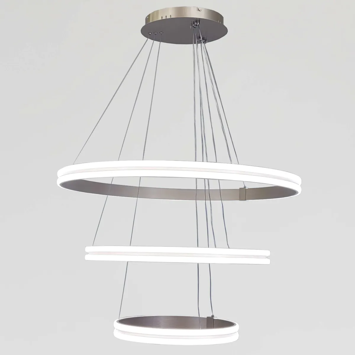 Каскадна підвісна LED люстра 3 кільця до 35м² "Triple Ring Eternity Satin Gold" (MD78099/80+60+40CF)