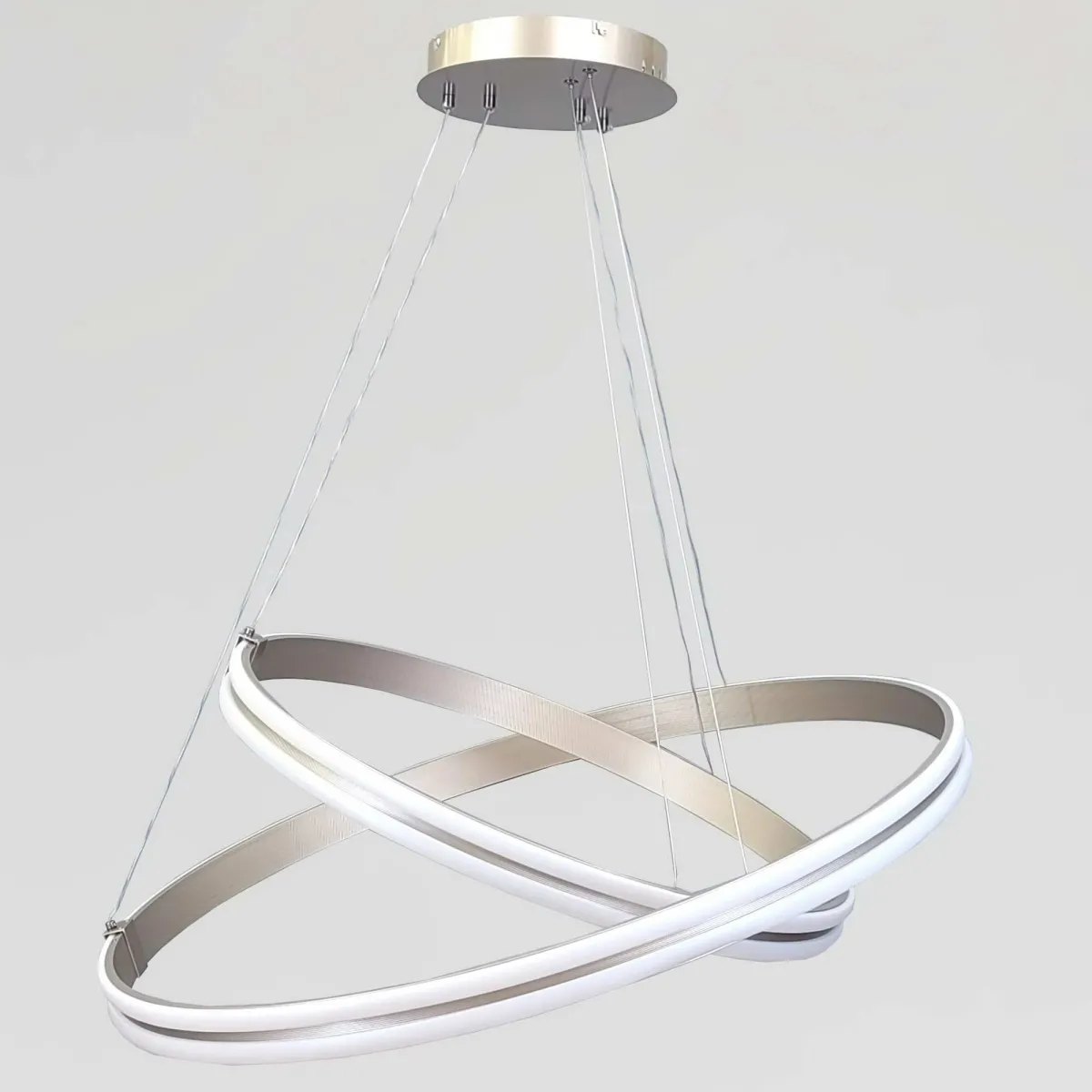 Каскадна підвісна LED люстра 2 кільця до 30м² "Double Ring Eternity Satin Gold" (MD78099/80+60CF)