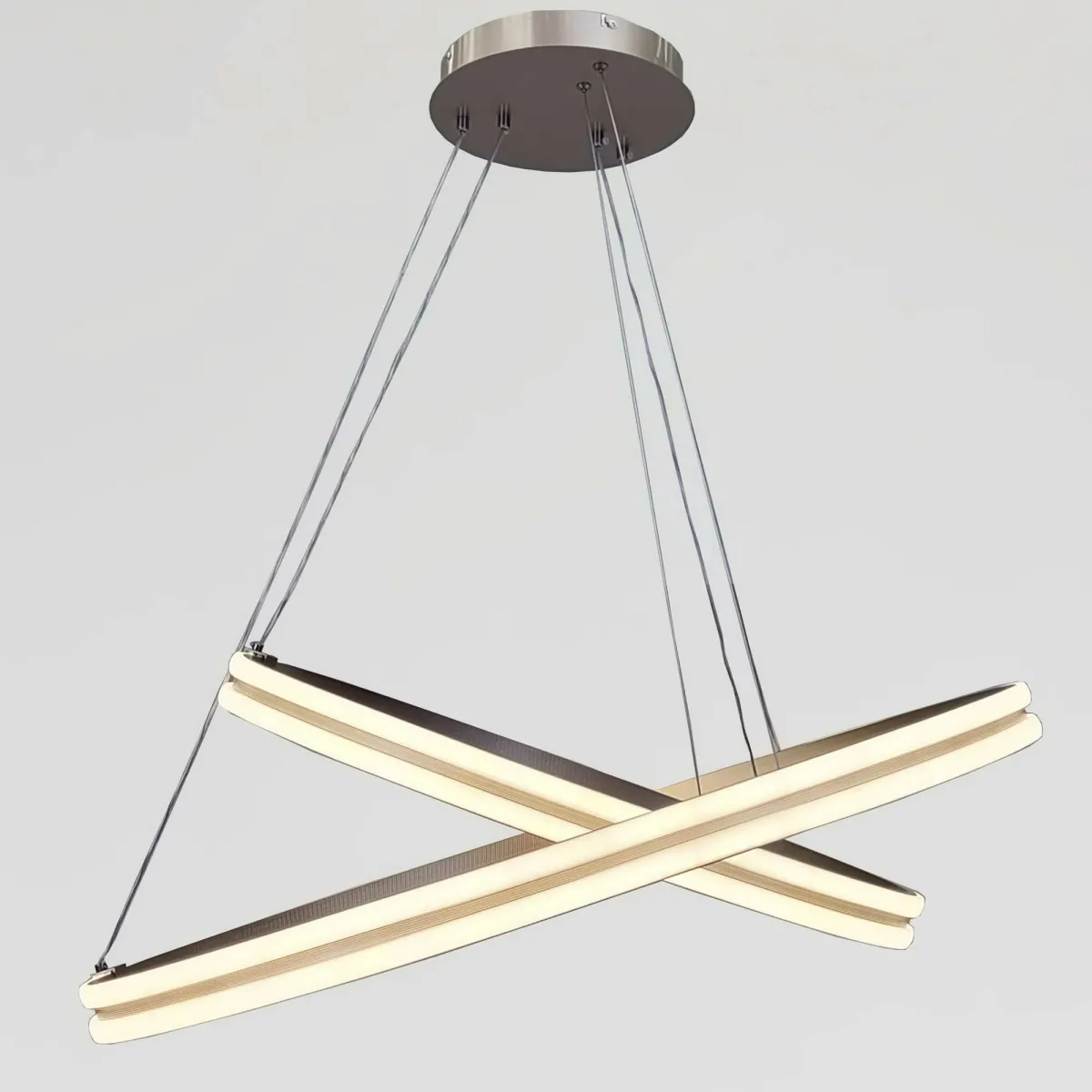 Каскадна підвісна LED люстра 2 кільця до 30м² "Double Ring Eternity Satin Gold" (MD78099/80+60CF)