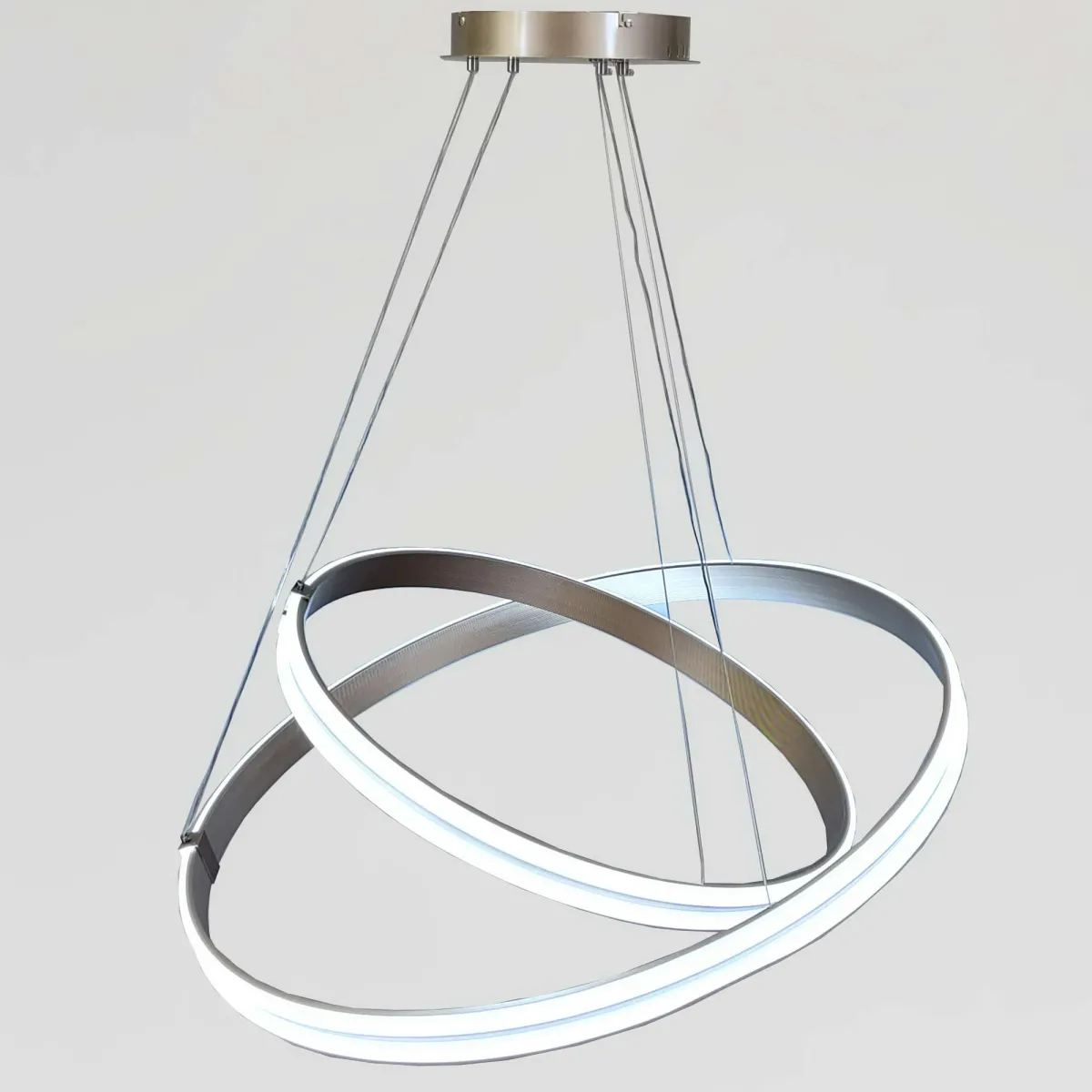 Каскадна підвісна LED люстра 2 кільця до 30м² "Double Ring Eternity Satin Gold" (MD78099/80+60CF)