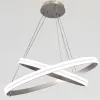 Каскадна підвісна LED люстра 2 кільця до 30м² "Double Ring Eternity Satin Gold" (MD78099/80+60CF)