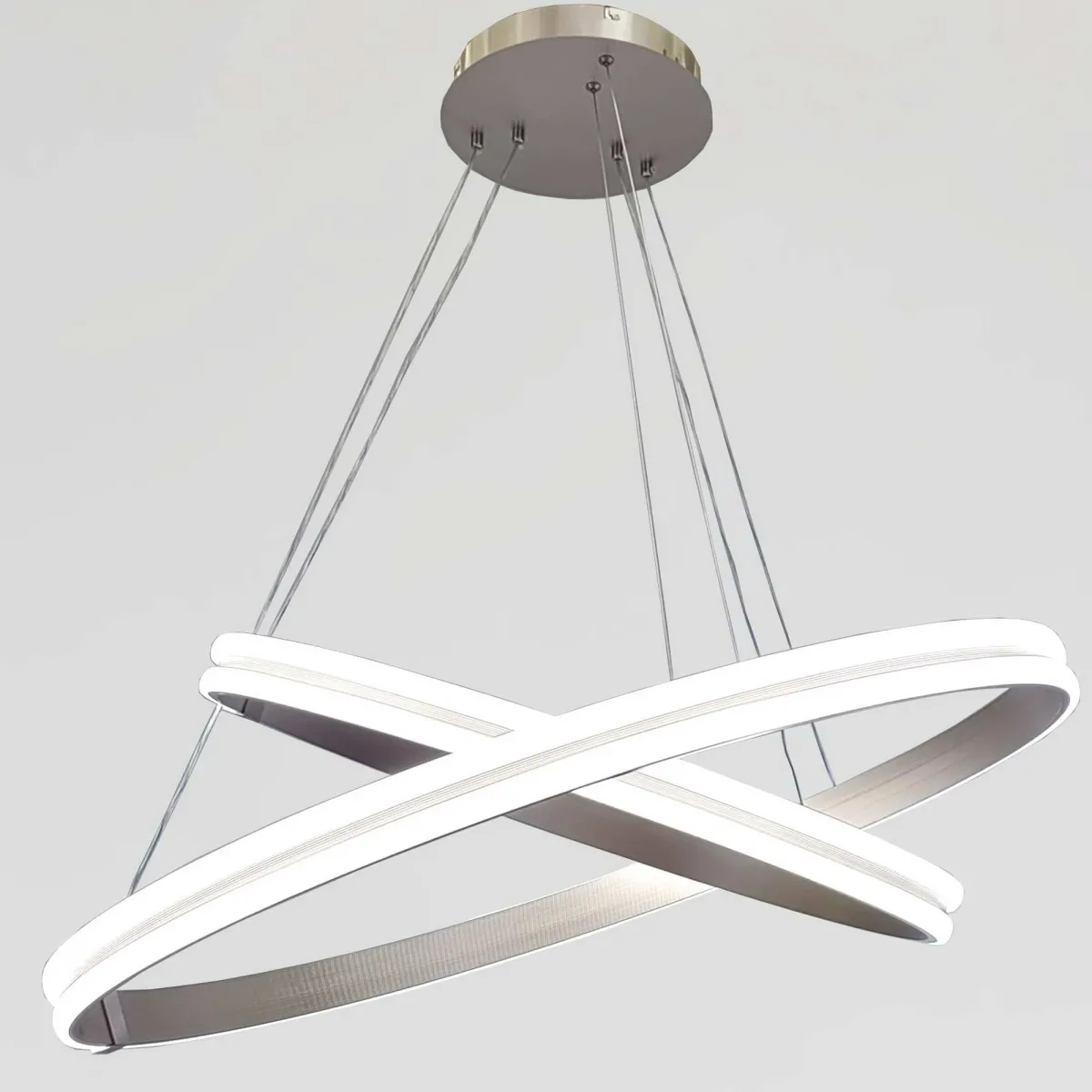 Каскадна підвісна LED люстра 2 кільця до 30м² "Double Ring Eternity Satin Gold" (MD78099/80+60CF)