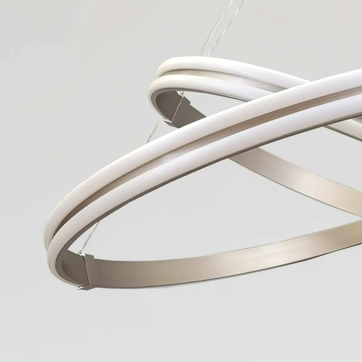Каскадна підвісна LED люстра 2 кільця до 30м² "Double Ring Eternity Satin Gold" (MD78099/80+60CF)