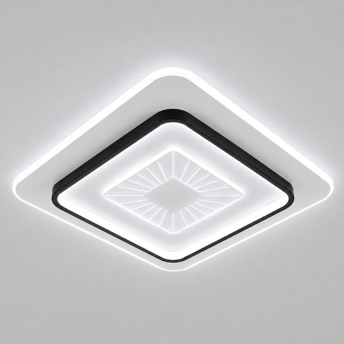 Стельова LED-люстра до 18м² з пультом 118 Вт Чорний/Білий (SY-16080/500 BK+WH)