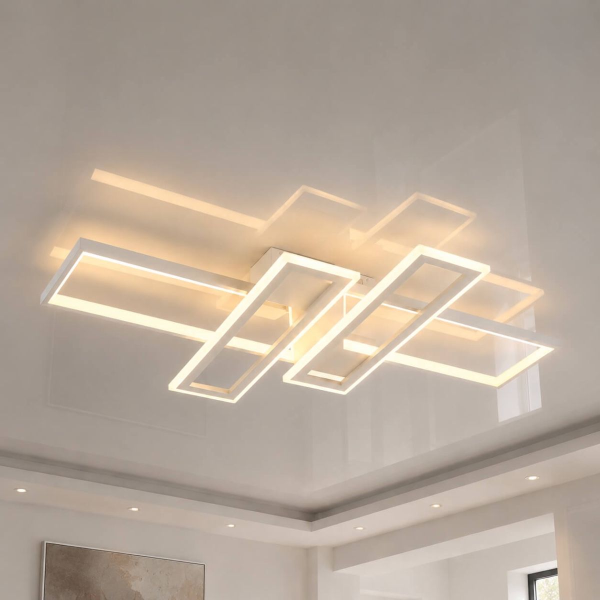 Світлодіодна Led люстра 220Wt до 30м² прямокутна форма біла (1186/2+2 Wt)