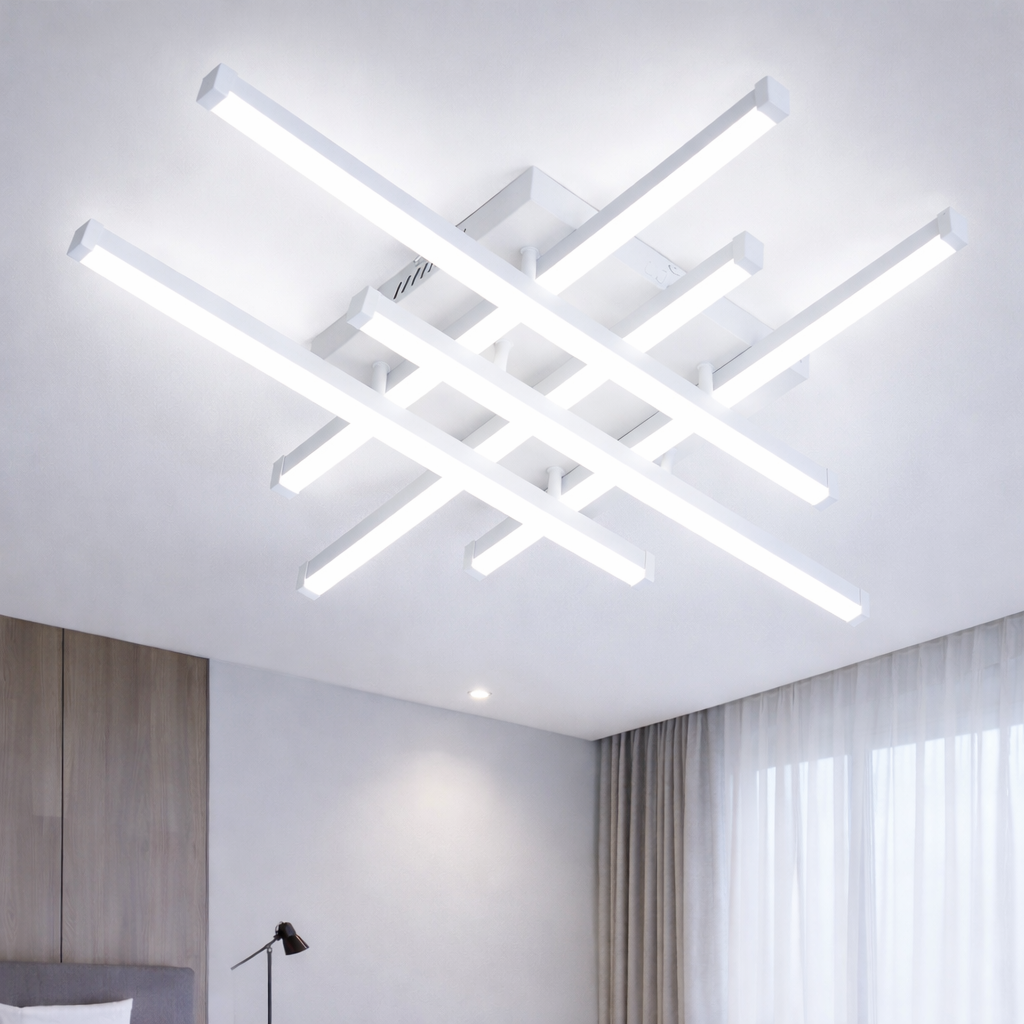 Стельова LED люстра  до 18 м²  біла 70 Вт 6 модулів мінімалістичний дизайн (SX810/6WH)
