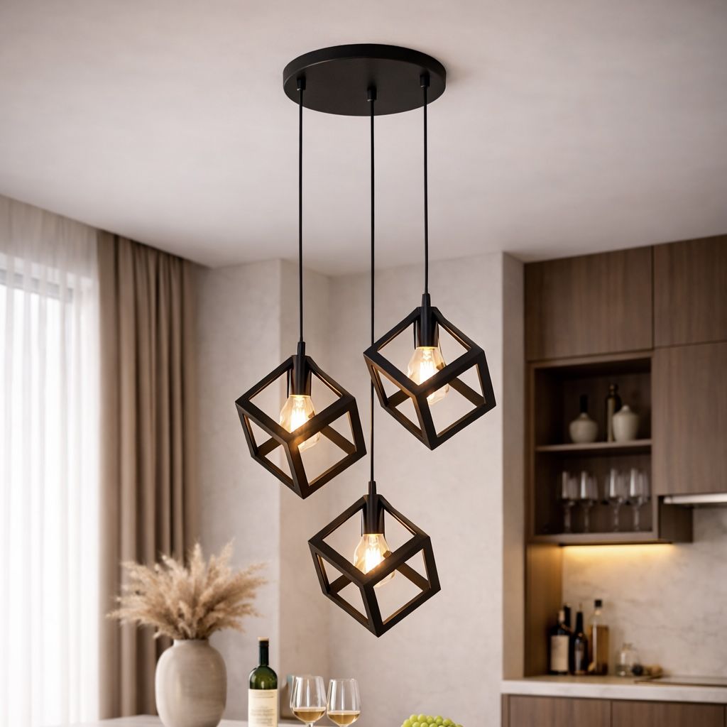 Каскадний підвісний світильник у стилі лофт 3хE27 Geometric Trio Black (756PR161F-3 BK)