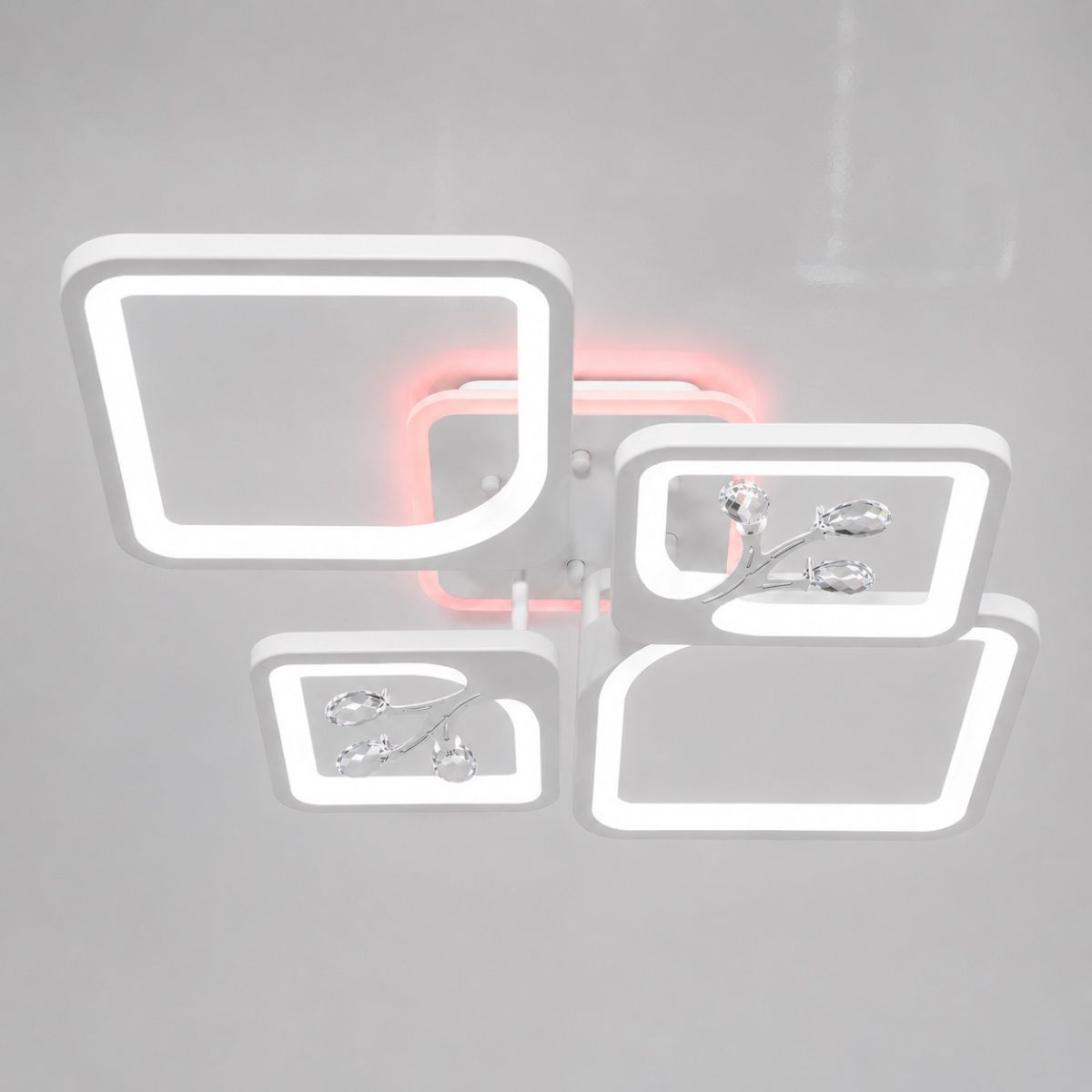 Світлодіодна Led люстра до 18м² з димером та пультом (8157/2+2WH LED 3color)