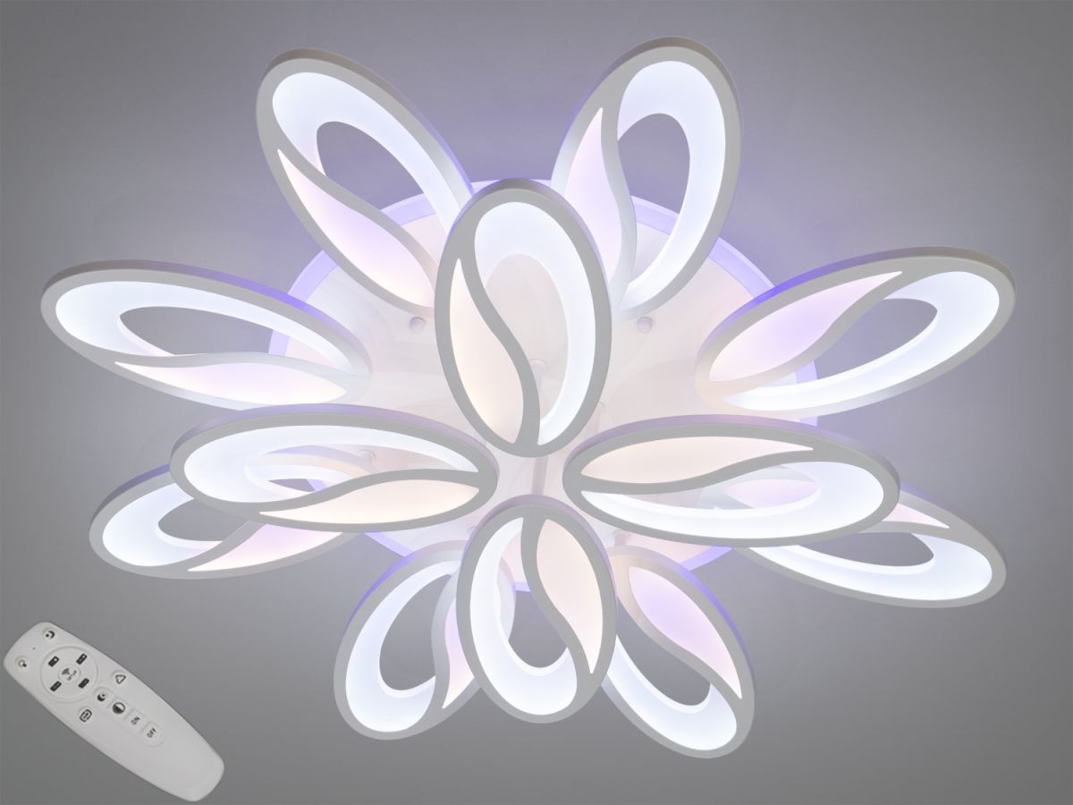 Світлодіодна Led люстра 25-30 м² для великої кімнати 190 Вт White Coffee Beans (8090/8+4WH 3color)