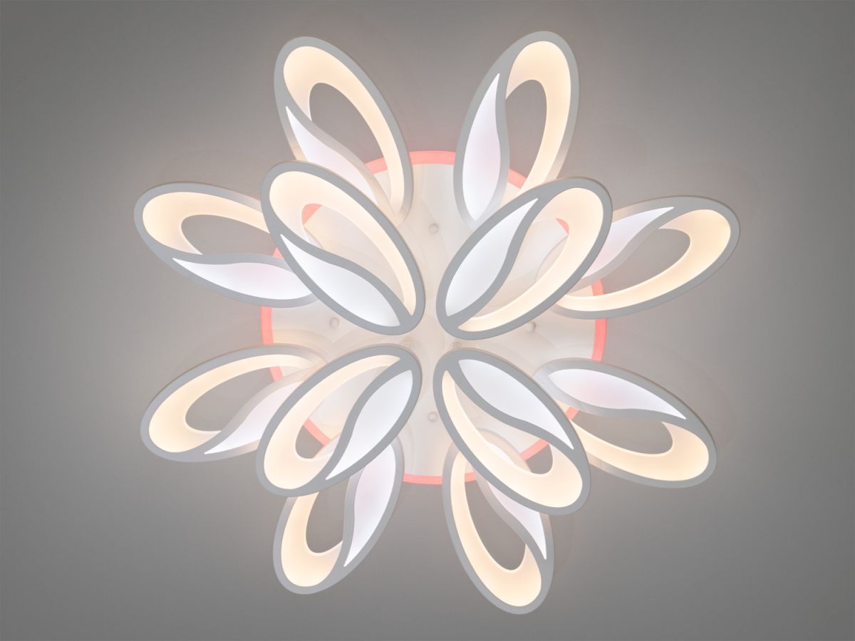Світлодіодна Led люстра 25-30 м² для великої кімнати 190 Вт White Coffee Beans (8090/8+4WH 3color)
