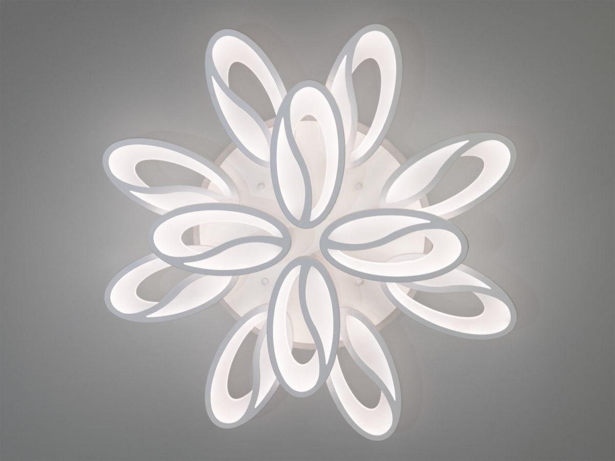 Світлодіодна Led люстра 25-30 м² для великої кімнати 190 Вт White Coffee Beans (8090/8+4WH 3color)