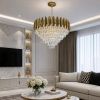 Велика кришталева люстра на 18 ламп із патроном E14 у золоті діаметр 80 см Golden Cascade Grand