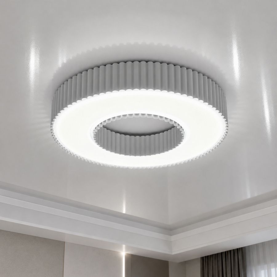 Світлодіодна Led люстра до 25м² у сірому корпусі 120 Wt Corruga  (9017-500 WH)