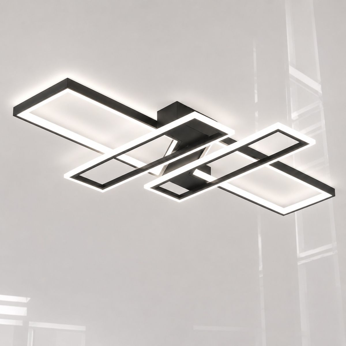 Світлодіодна Led люстра 144Wt до 25м² прямокутна форма чорна (Geometric Quad Black 1185/2+2 Bk)