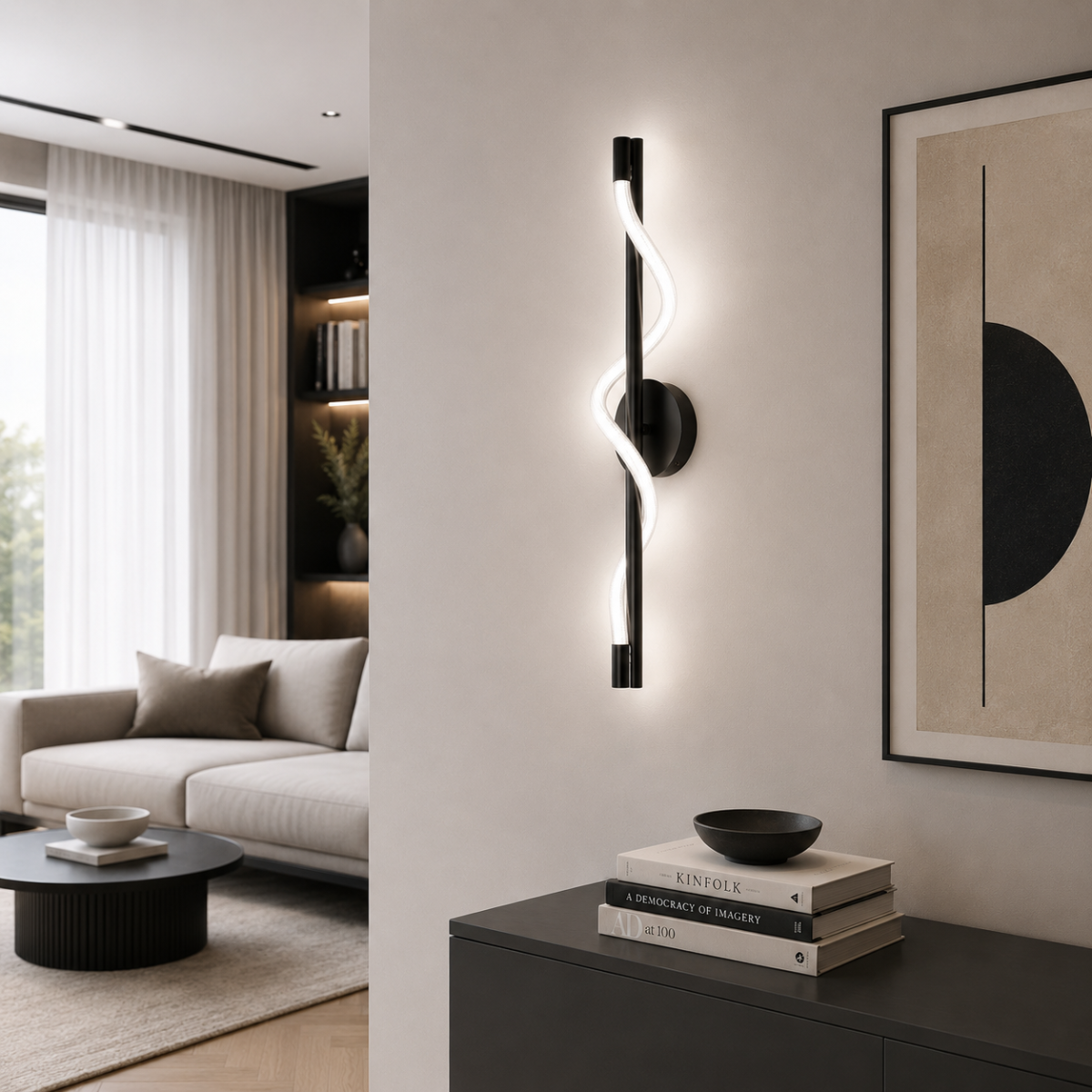 Бра світлодіодне LED на 20W, колір Чорний 60 см Anello Infinito (786AM6036 (600) BK)