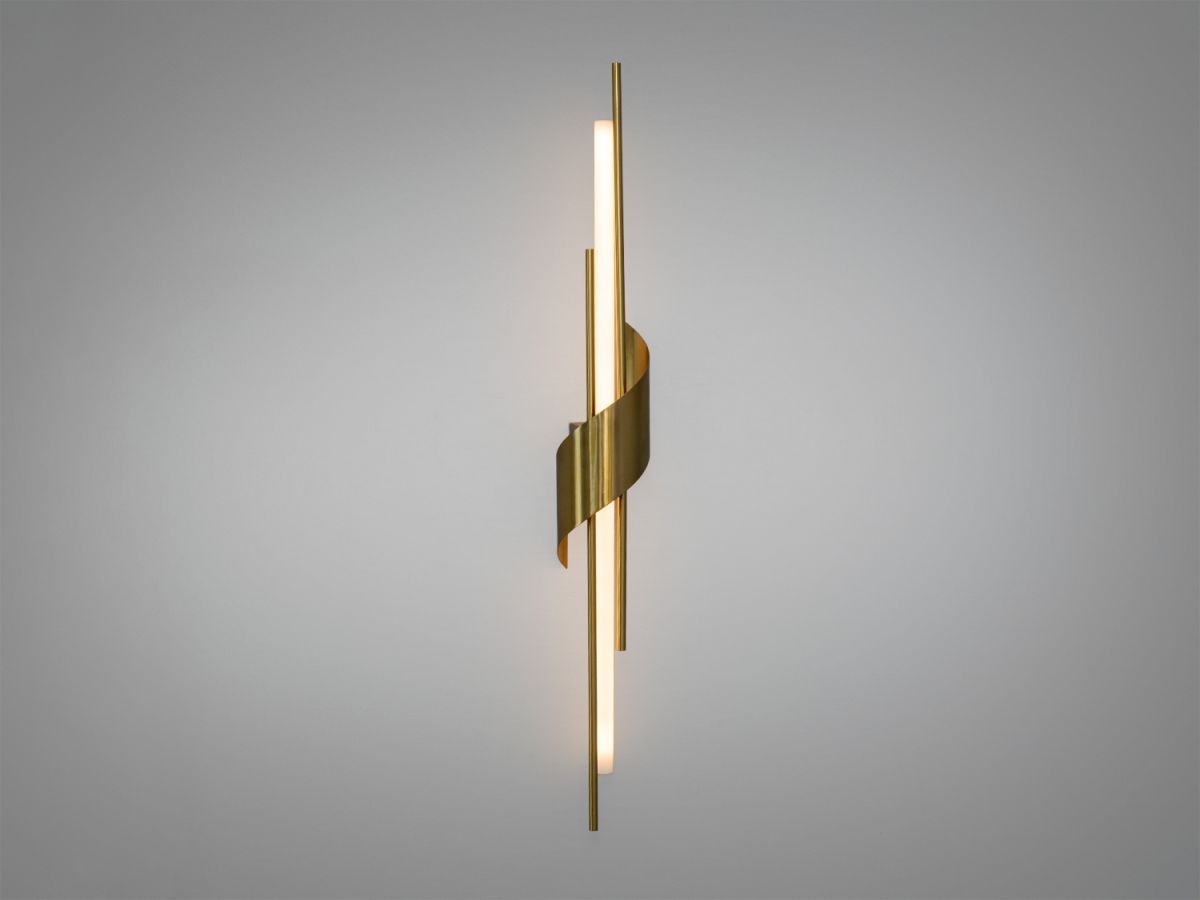 Дизайнерське настінне LED бра 10W бронзове перо 78 см (Bronze Stick Linear 2309AF76)