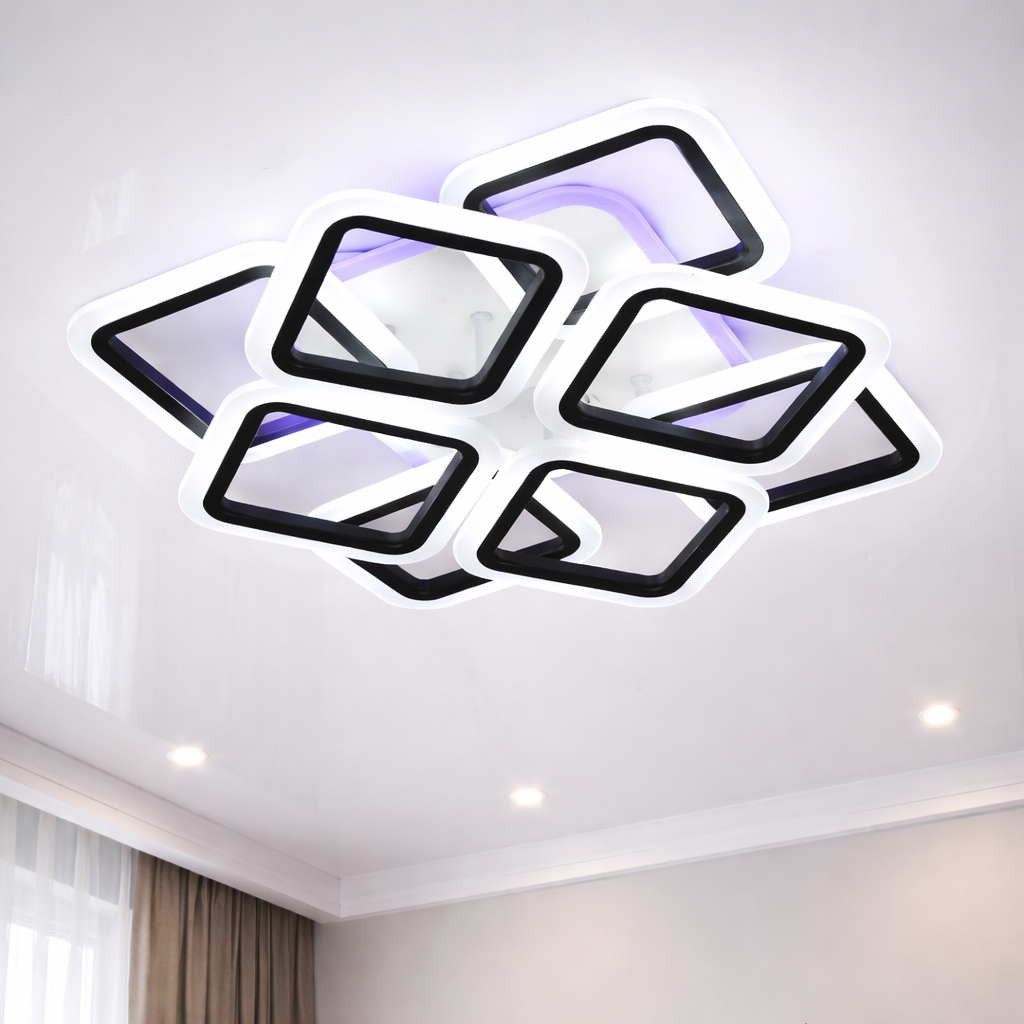 Світлодіодна LED люстра до 20 м² з пультом керування 110 Wt (AS8060/4+4BK LED 3color)