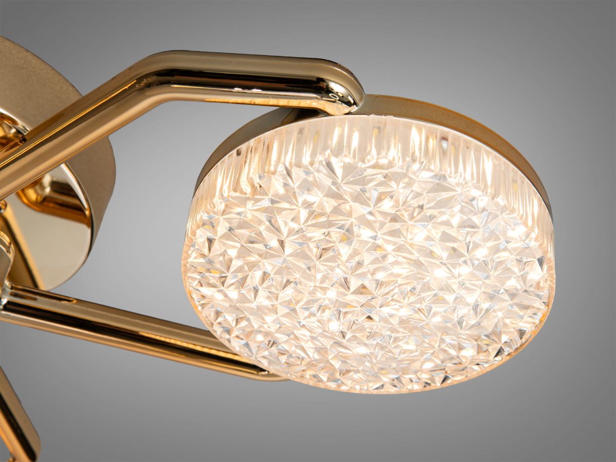 Стельова LED люстра до 10м² в кольорі золото з пультом та димером Golden Trinity Crystal (32W)