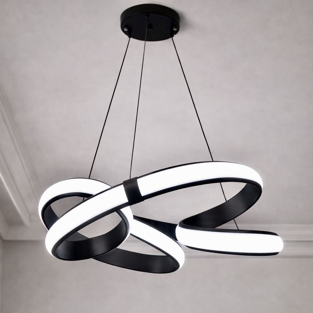 Підвісна led люстра до 20м² чорна спіраль 151 Wt (B5BK)
