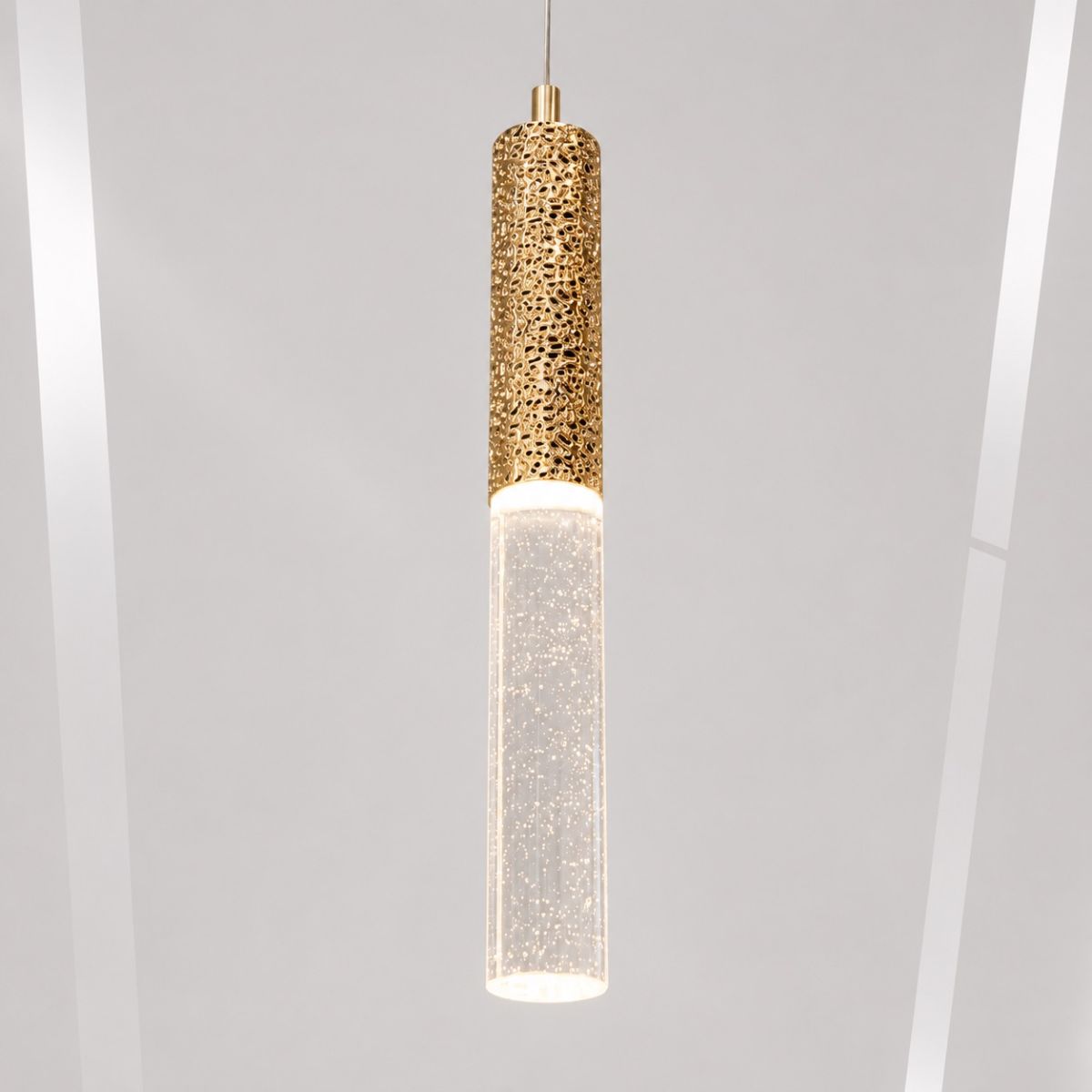 Вишуканий кришталевий LED підвіс "Crystal Drop Gold", 4W (J2583-1G)
