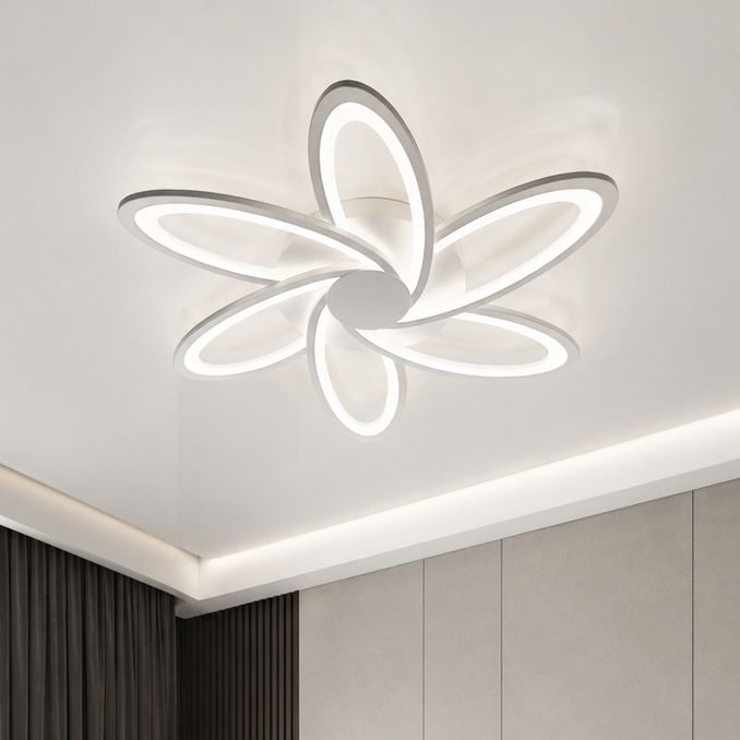 Світлодіодна Led люстра до 20м² у формі квітки Біла LORENA (DOUBLE 132W)