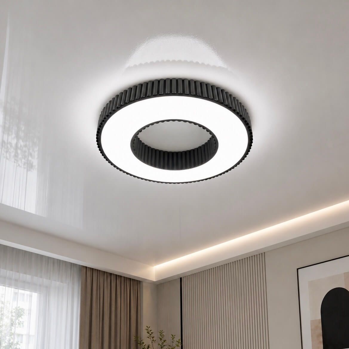 Світлодіодна Led люстра до 25м² у чорному  корпусі 120 Wt Corruga  (9017-500 BK)