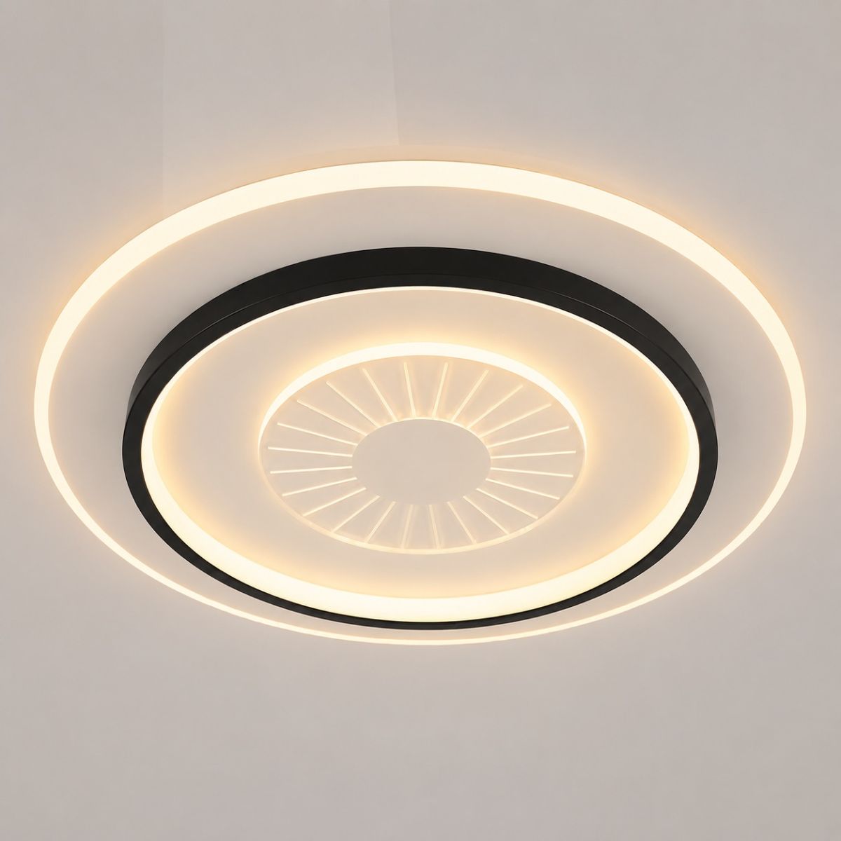 Кругла стельова LED-люстра з пультом (SY-16079/500 BK+WH, 96 Вт, Чорний/Білий)