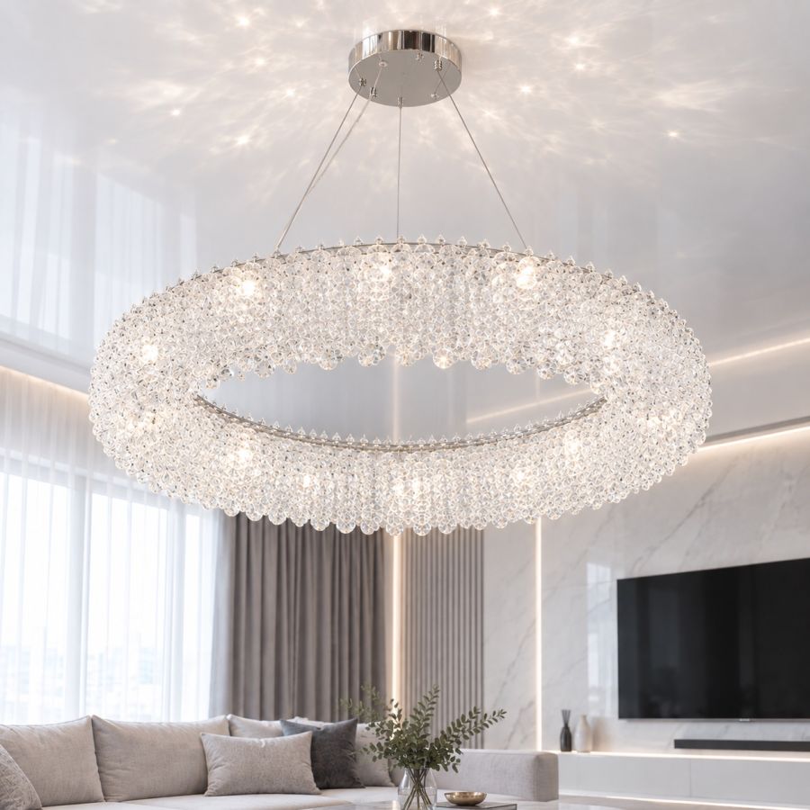 Сучасна підвісна LED-люстра 80 см у хромованому кольорі 103W (505/800CH)