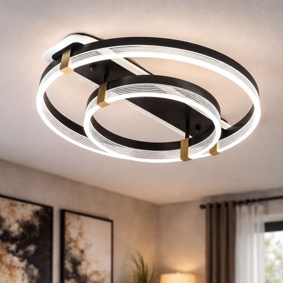 Світлодіодна Led люстра до 18м² сучасний дизайн чорний корпус Orbital Double Black