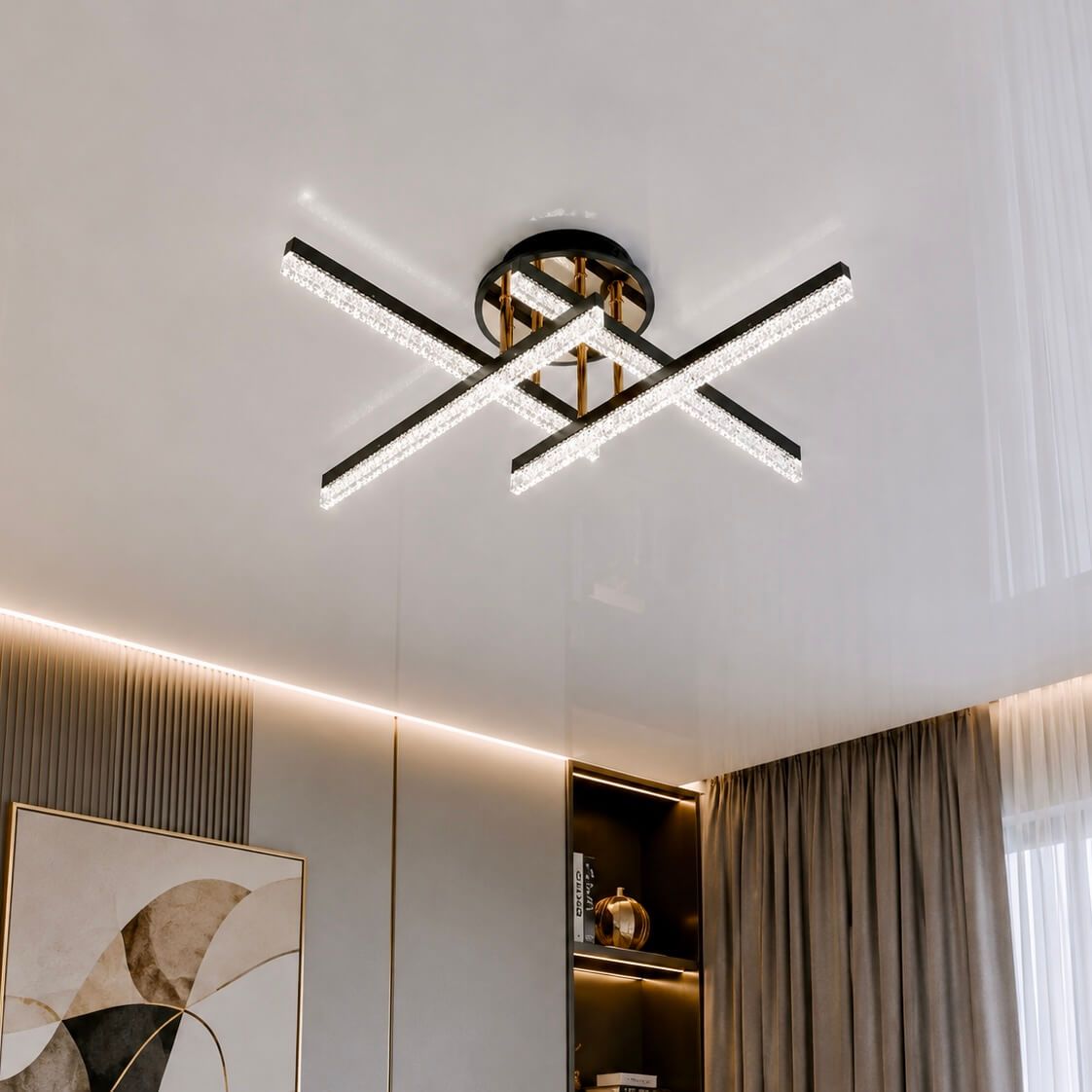Сучасна Led люстра до 10 м² з ефектом кришталевого сяйва (SX1012/4BK)