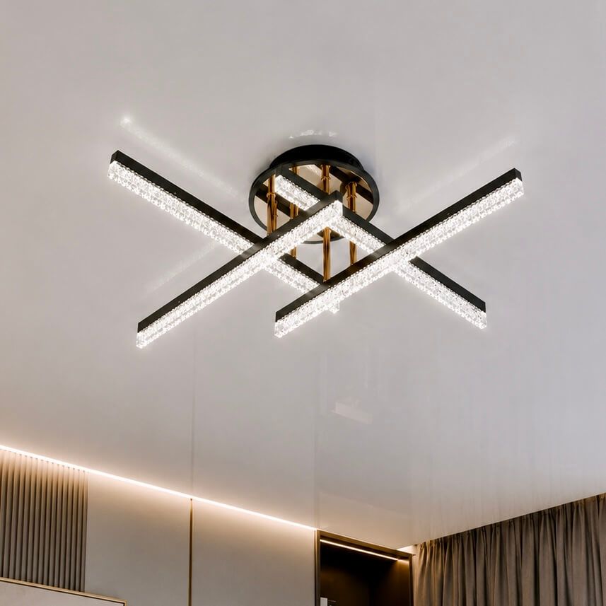 Сучасна Led люстра до 10 м² з ефектом кришталевого сяйва (SX1012/4BK)