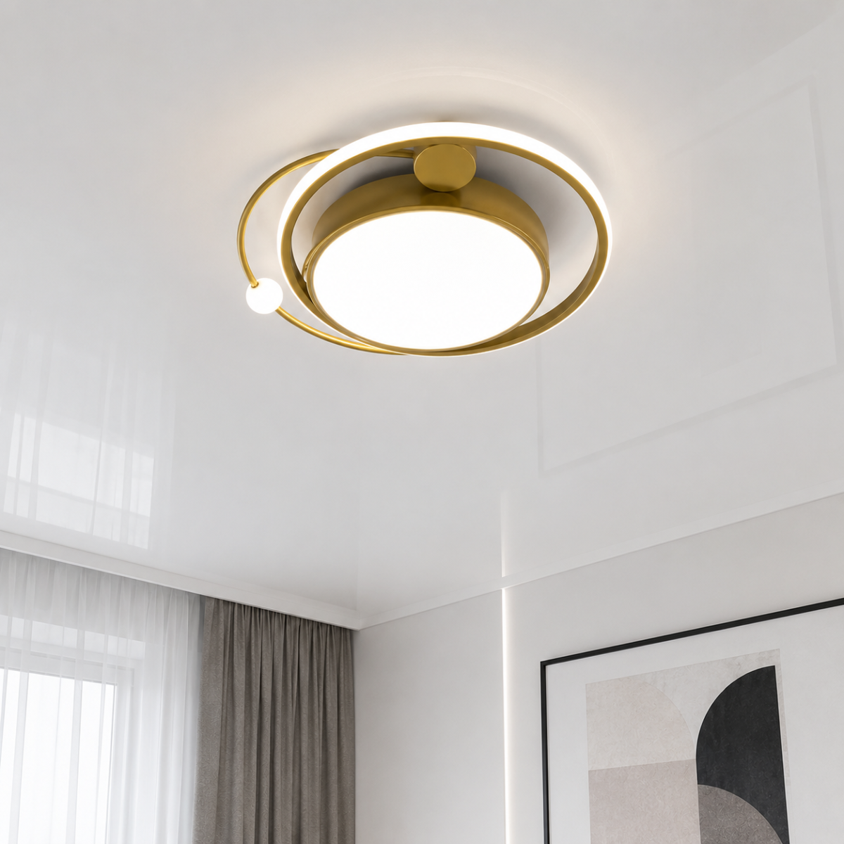 Сучасна стельова LED-люстра 100 Вт золотом корпусі до 23м² (A31-500 GD)