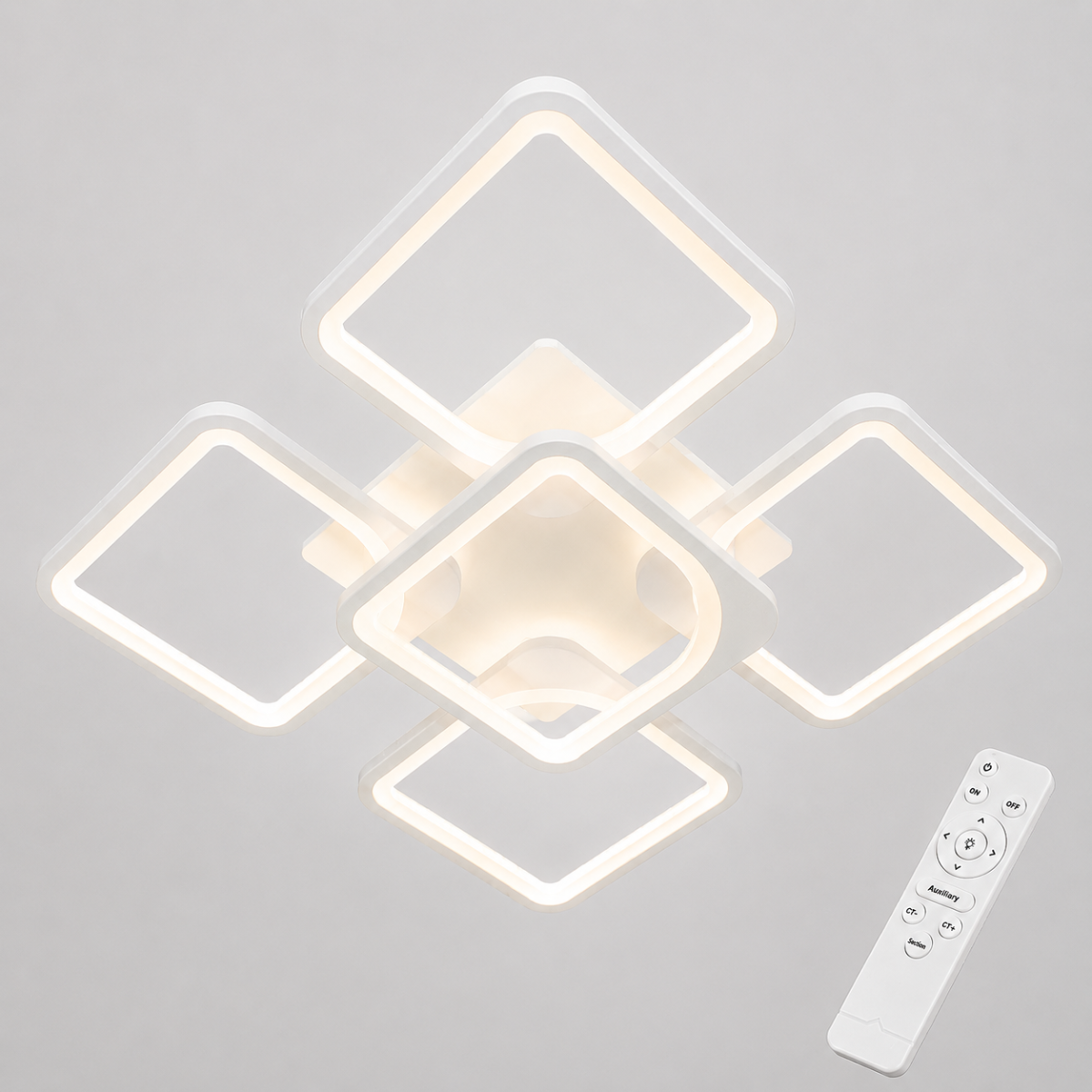 Квадратна Led люстра до 23 м² з пультом 115 Вт білий корпус (8060/4+1WH)