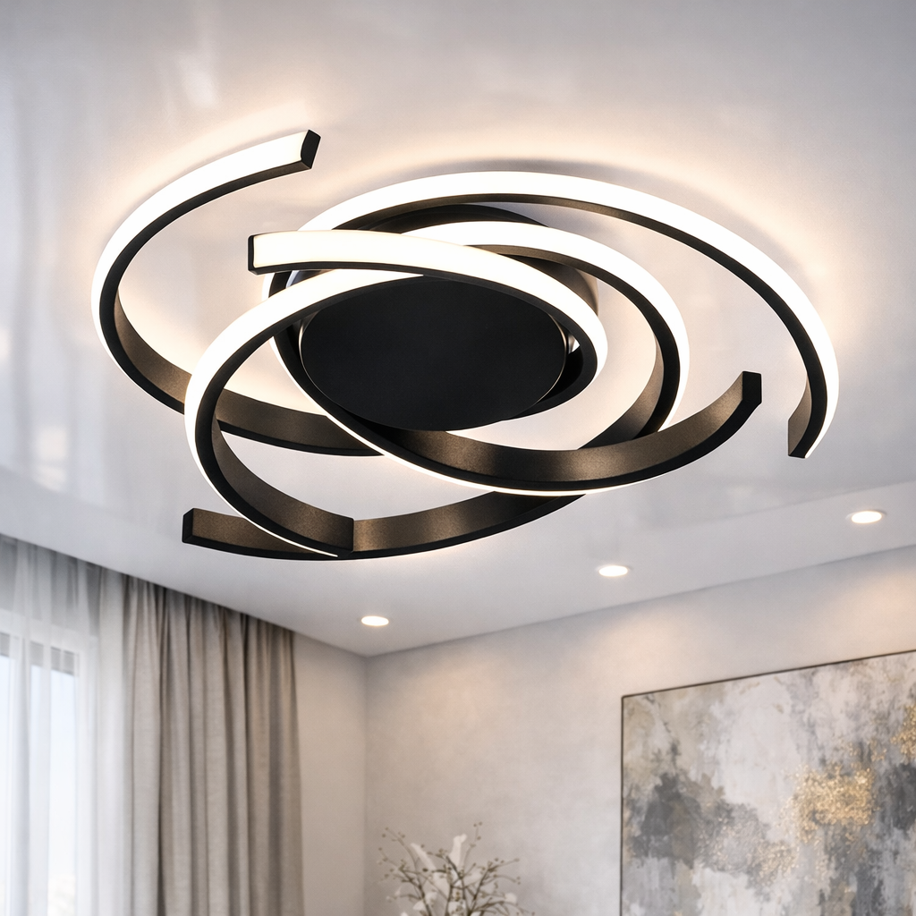 Стильна Led люстра до 18м² з пультом у чорному кольорі Orbital Black (2557BK dimmer)