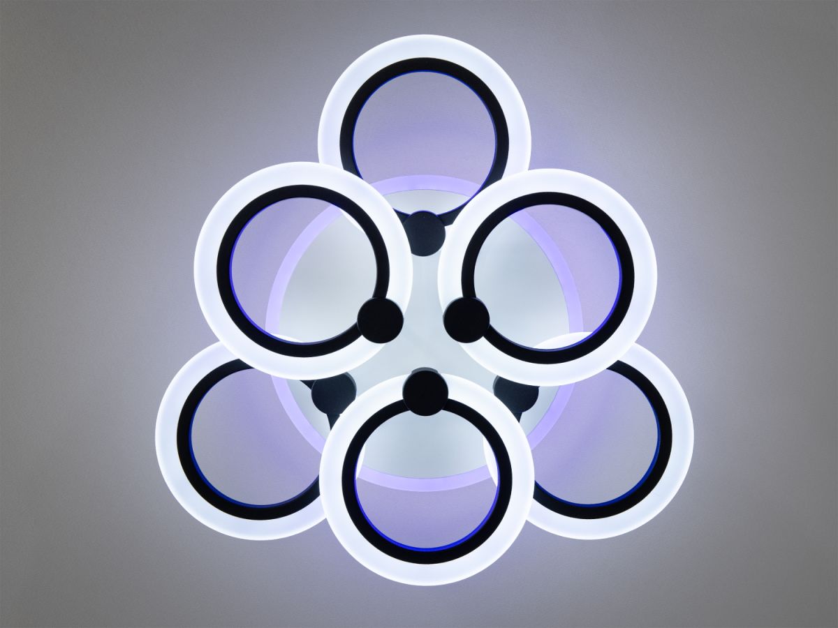 Світлодіодна LED люстра до 18 м² з пультом чорно-біла (A8022/3+3BK LED 3color)