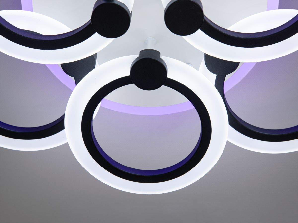 Світлодіодна LED люстра до 18 м² з пультом чорно-біла (A8022/3+3BK LED 3color)
