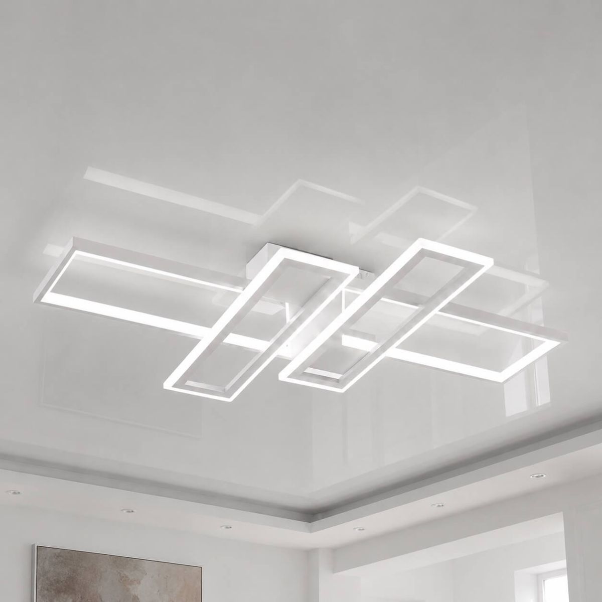 Світлодіодна Led люстра 220Wt до 30м² прямокутна форма біла (1186/2+2 Wt)