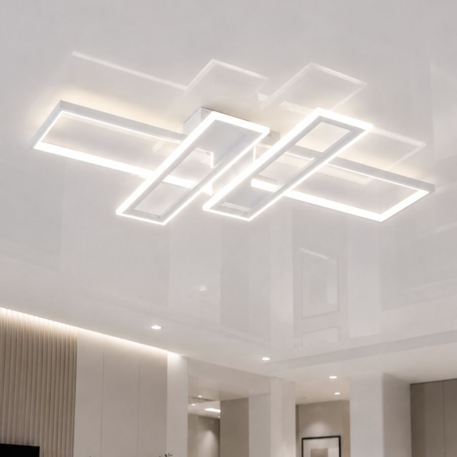Світлодіодна Led люстра 220Wt до 30м² прямокутна форма біла (1186/2+2 Wt)
