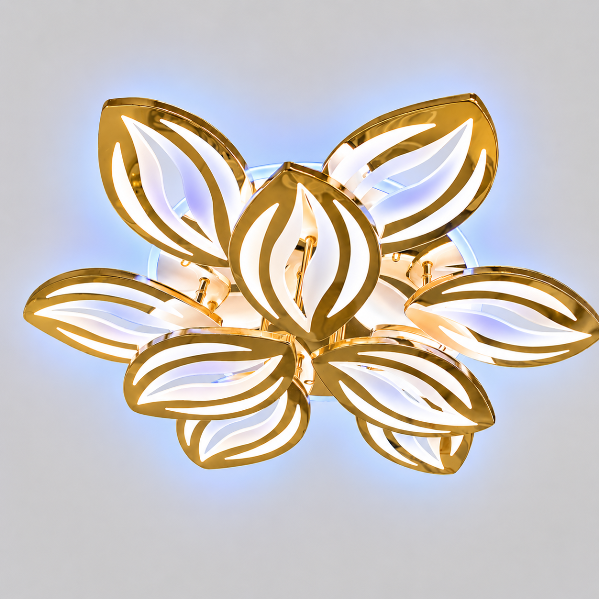 Світлодіодна LED люстра  до 30 м² з димером165W зототом корпусі (8092/6+3G LED 3color)